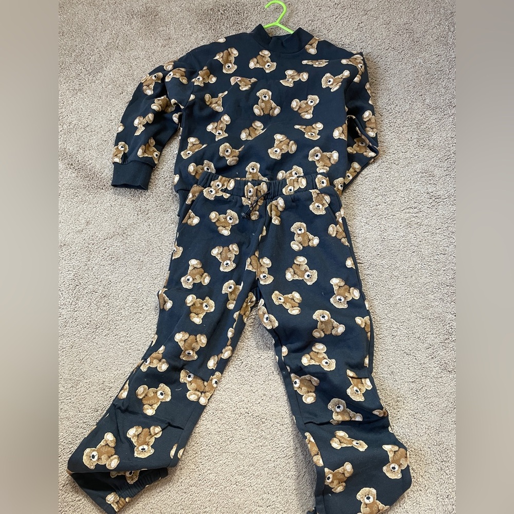 O'STIN little Girls Cotton teddy bear fleece Set Sweatshirt & Pants /Size 7/8